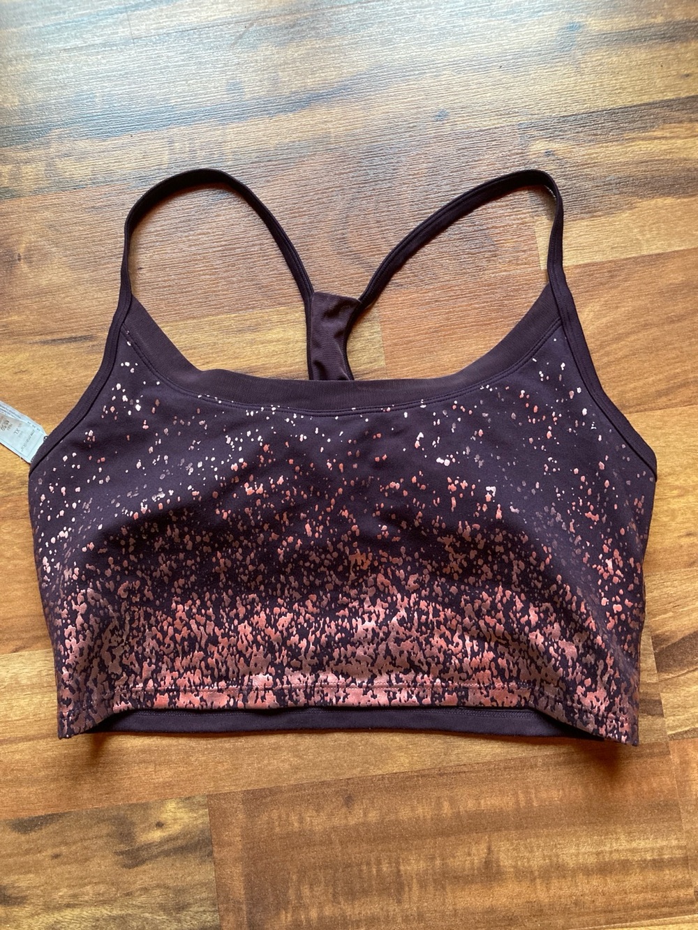 Marina XL plum colored copper foiled sport bra
